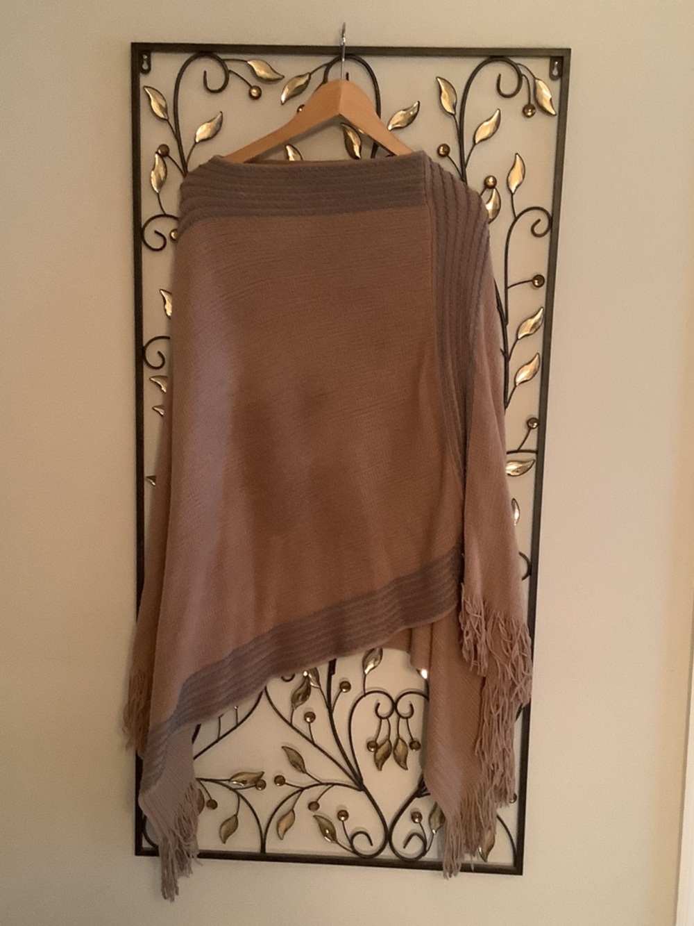 Max Edition Taupe Fringed Transitional Wrap